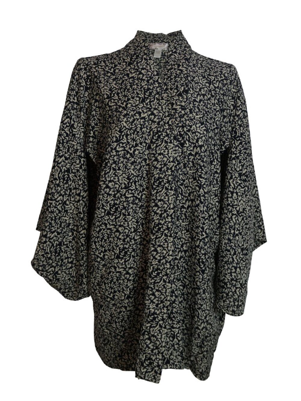 Band of Gypsies Black Print Chiffon Kimono Boho Mandala Open Front Top sz L